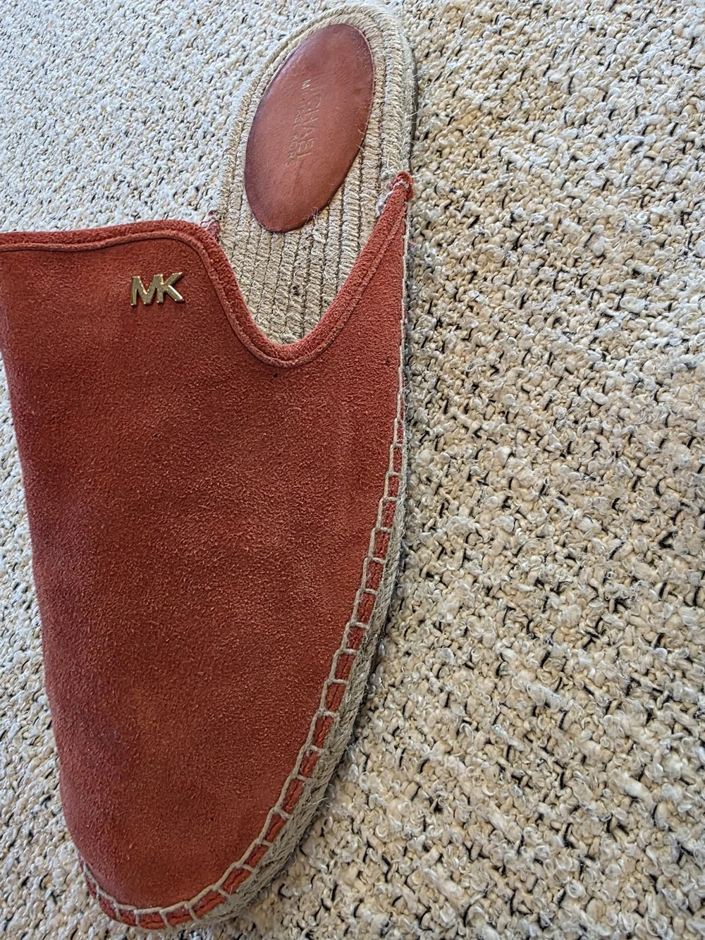 Michael Kors Coral Suede Leather Espadrille Mule Slides Slip On Shoes